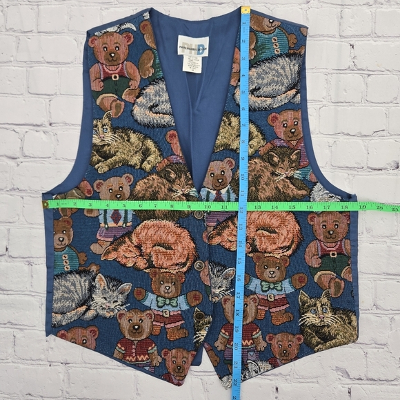 Vintage Paul Harris Design Vest with Kitty Cats And Teddy Bears  SIZE: Medium - Picture 7 of 8